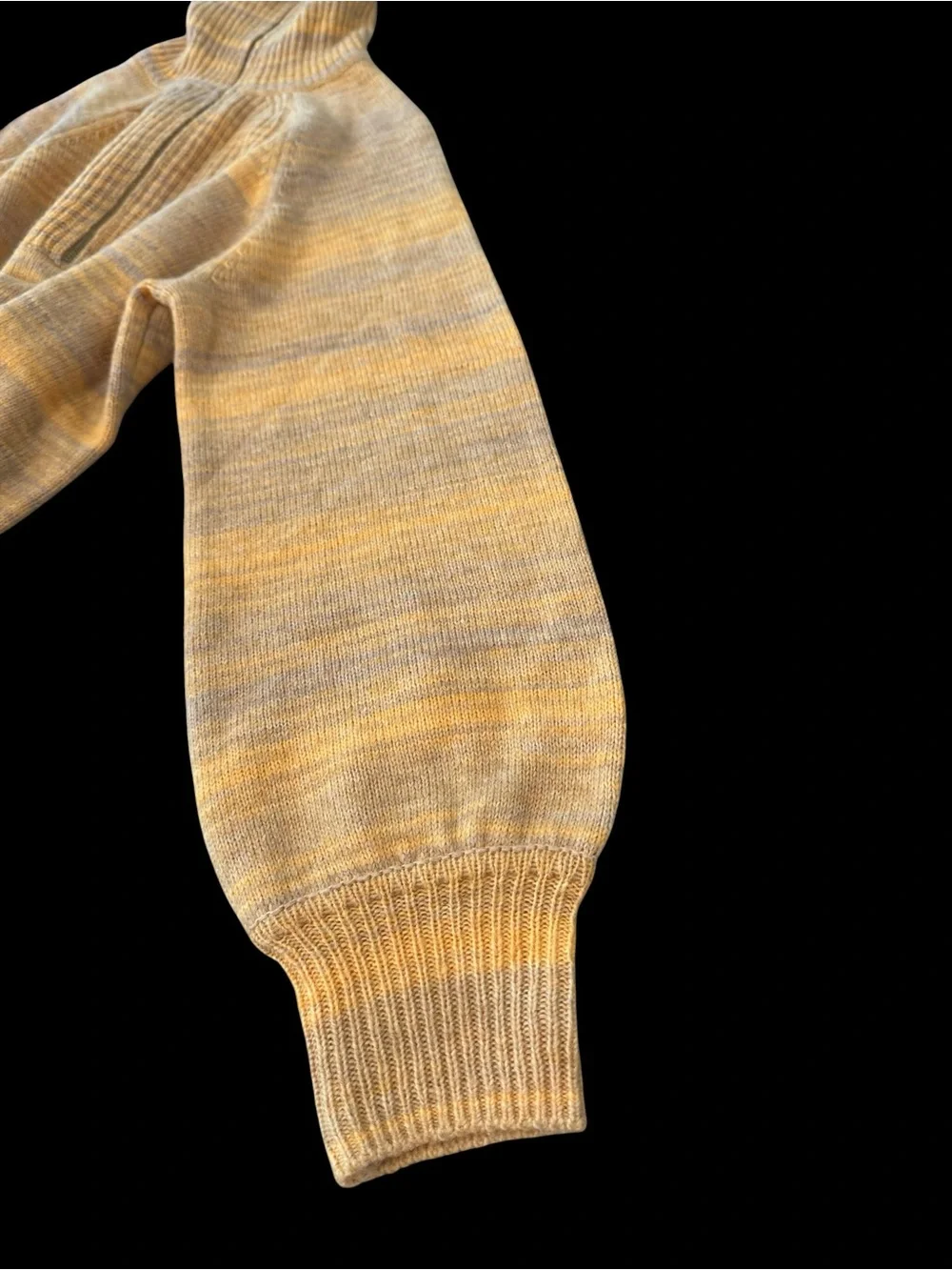 J.Crew Cashmere Merino Space Dyed Half Zip Gold Stripe Sweater Sz S NWOT